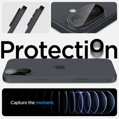 10. Spigen Optik GLAS.TR Camera Protector 2-PACK for iPhone 16 / 16 PLUS - Black