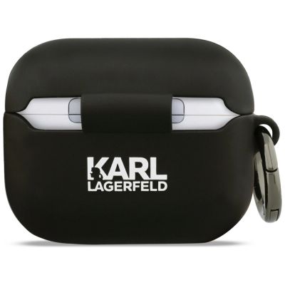 3. Karl Lagerfeld Silicone Karl & Chaupette Head 3D Case for AirPods Pro 3 - Black
