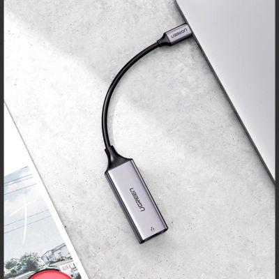 12. Ugreen external network adapter RJ45 - USB Type C (1000 Mbps / 1 Gbps) Gigabit Ethernet gray (CM199)