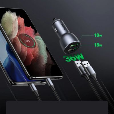 2. Ugreen fast car charger 2x USB 36W Quick Charge SCP FCP AFC gray (CD213 10144)