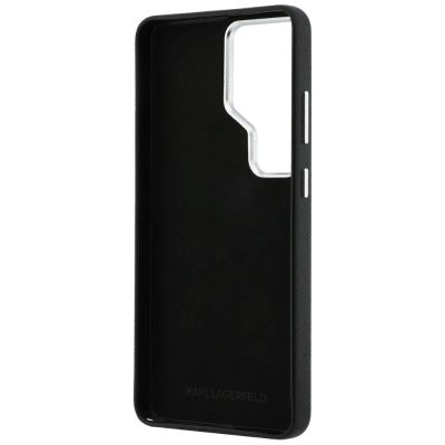 7. Karl Lagerfeld Saffiano Double Heads Metal Case for Samsung Galaxy S26 Ultra - Black