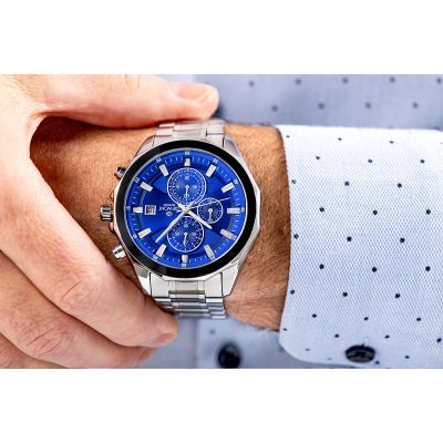 4. Giewont Chronograph Sapphire Silver Blue Men's Watch GW7290-B3