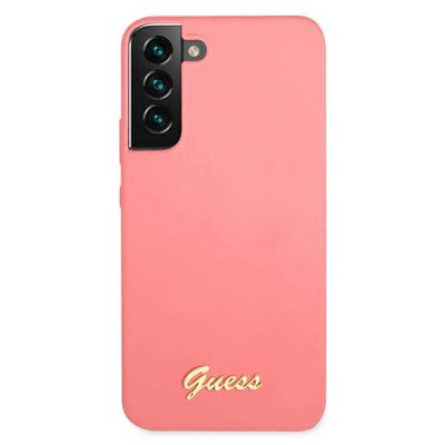 3. Guess GUHCS22MLSLMGFU S22+ S906 fuchsia/fuchsia hardcase Silicone Script Metal Logo