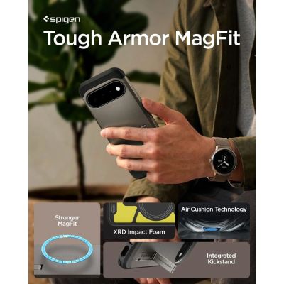 10. Spigen Tough Armor Mag MagSafe Case for Google Pixel 11 - Dark Gray