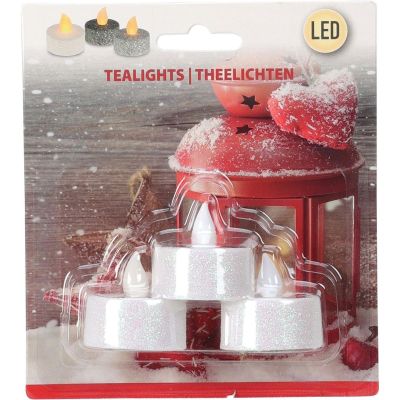 18. SET OF 3 LED TEA LIGHT CANDLES WITH GLITTER