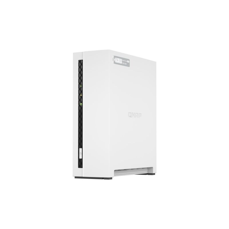 4. Qnap TS-133, Tower, 1 x 2.5"/3.5" SATA, ARM 1.8GHz Quad core, 2GB, 1 x 1GbE, External adapter (PSU)