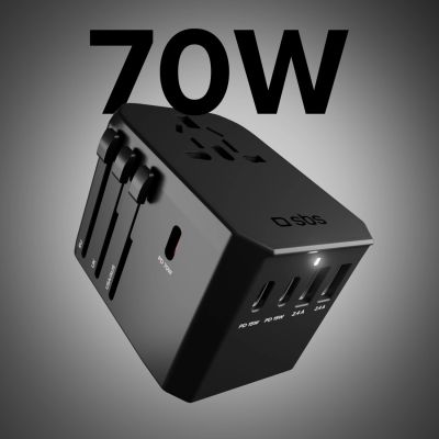 4. SBS Universal GaN Travel Adapter 70W 3xUSB-C 2xUSB-A with Case - Black