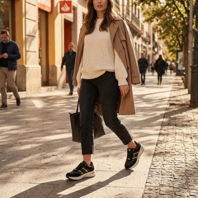 12. Women's leather shoes, sneakers, black Filippo DP7772