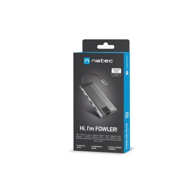 6. NATEC MULTIPORT ADAPTER FOWLER PLUS USB-C->USB 3.0 3X, HDMI 4K, USB-C PD, RJ45, MICRO SD NMP-1690