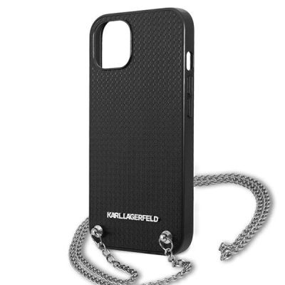 6. Karl Lagerfeld KLHCP13SPMK iPhone 13 mini 5,4 "hardcase black / black Leather Textured and Chain