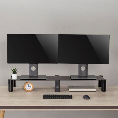 2. Maclean dual monitor stand, max. 20kg, tempered glass, (1029x285x127mm), MC-936