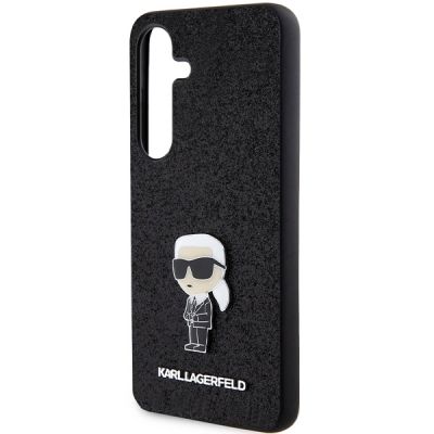 6. Karl Lagerfeld Fixed Glitter Ikonik Logo Metal Pin case for Samsung Galaxy S24+ - black