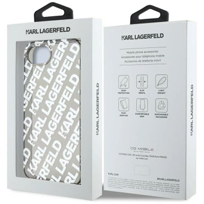 7. Karl Lagerfeld IML Repeat Logo case for iPhone 16e - silver