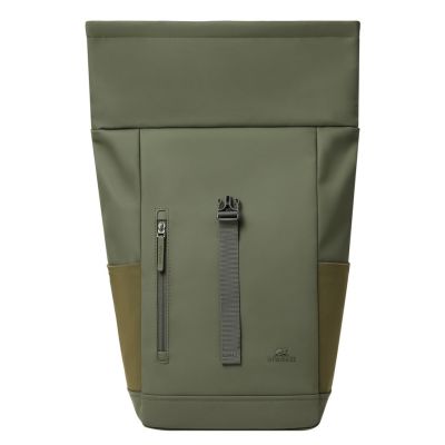 4. Rivacase Eden Backpack Travel Backpack Olive Waxed Leather (Pull Up), Polyester, Recycled Polyethylene Terephthalate (rPET)