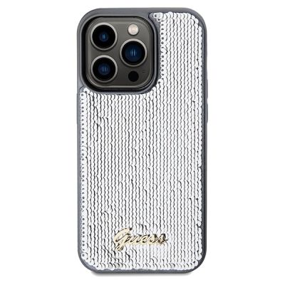 3. Guess Sequin Script Metal case for iPhone 14 Pro Max - silver