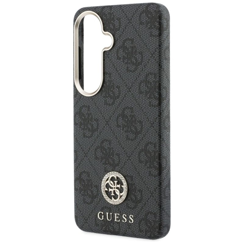 6. Guess 4G Rhinestone Round Logo MagSafe Case for Samsung Galaxy S26+ - Black