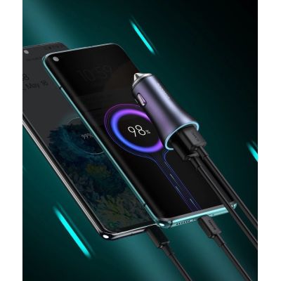 13. Baseus Golden Contactor Pro fast car charger USB Type C / USB 40 W Power Delivery 3.0 Quick Charge 4+ SCP FCP AFC + USB Type C cable - Lightning blue (TZCCJD-03)