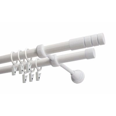 DOUBLE CURTAIN ROD Ø 19 MM WHITE 480 CM TECHNO WITH RINGS KOWALSKI