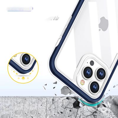6. Clear 3in1 case for iPhone 13 Pro blue frame gel cover