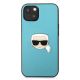 3. Karl Lagerfeld Leather Ikonik Karl's Head Metal Case for iPhone 13 mini - Blue