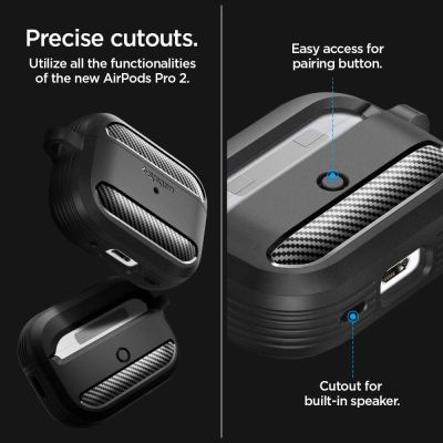 15. Spigen Rugged Armor Case for Apple AirPods Pro 1 / 2 - Matte Black
