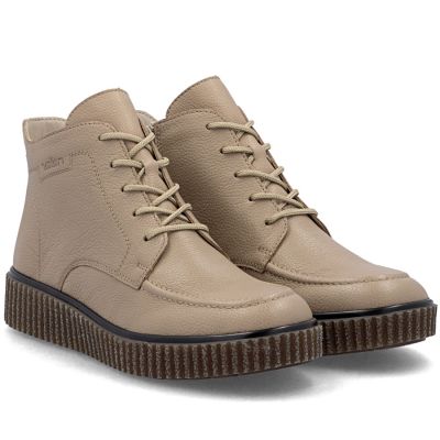 4. Women's beige leather wedge ankle boots Rieker Y4304-20