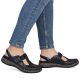 4. Women's leather openwork sandals, comfortable, wide, black, Rieker 46397-00