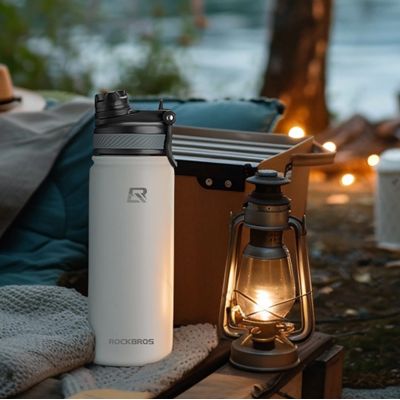 14. Rockbros 35210029006 thermal bicycle bottle for drinks 650 ml - white