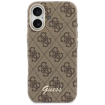 3. Guess 4G Script MagSafe Case for iPhone 17 - Brown