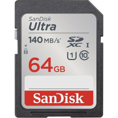 64 GB SanDisk SDXC UHS-I 140 MB/s SD card
