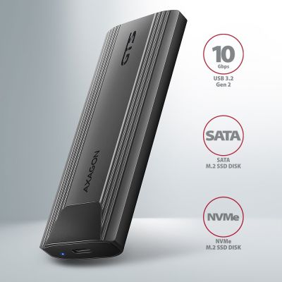 2. Axagon EEM2-GTS2 SSD Hard Drive Case Black M.2