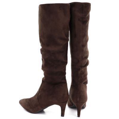 9. Women's insulated ankle boots with a low heel, suede, brown, Sergio Leone BT-65