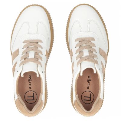 5. Women's leather suede platform shoes, white Filippo DP6776