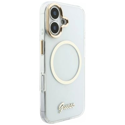 4. Guess IML Script Metal MagSafe Case for iPhone 17 - Transparent