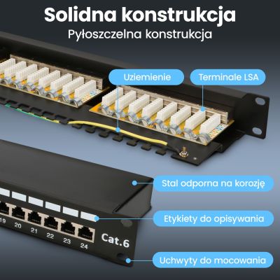 18. Patch panel Extralink EX.9830 (1U; cat. 5e; 24xRJ-45)