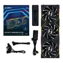 Lian Li UNI FAN TL Wireless LCD Lüfter fan, ARGB, PWM, 3er-Pack incl. Controller - Reverse Blade, 120mm, black