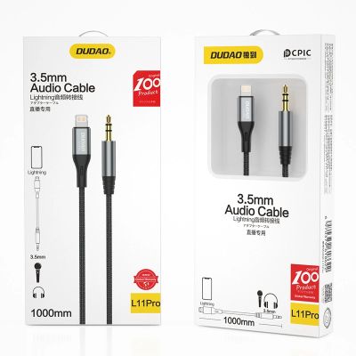 5. Dudao audio cable Lightning - mini jack 3.5mm 1m gray (L11PRO)