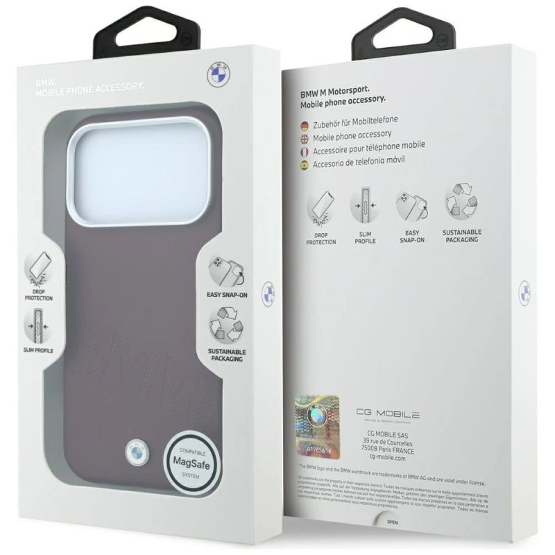 8. BMW Sign Inclined Deboss Letters MagSafe case for iPhone 17 Pro Max / 18 Pro Max - burgundy