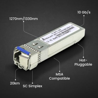 9. Extralink SFP+ WDM SFP+ 10G 10Gbps 1270/1330nm module, single mode, 20km, LC, DOM, pair