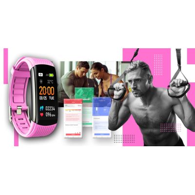 6. Smartwatch GIEWONT Black Pink 2 Straps GW200-4