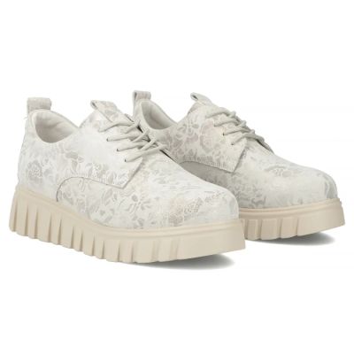 5. Filippo Silver Floral Leather Platform Shoes DP6846