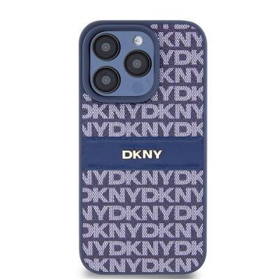 3. DKNY Leather Mono Stripe & Metal Logo case for iPhone 15 Pro - blue