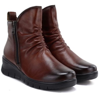 8. Women's brown leather wedge ankle boots Vinceza 133117