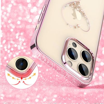 3. Silicone case with Swarovski crystals Kingxbar Wish Series for iPhone 14 Plus - pink