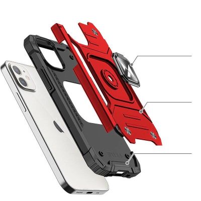 3. Wozinsky Ring Armor case for iPhone 14 armored cover magnetic holder ring red