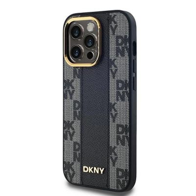 2. DKNY Leather Checkered Mono Pattern MagSafe Case for iPhone 13 Pro Max - Black