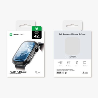 11. AmazingThing Radix Glass Screen Protector with Case for Apple Watch Series 11 42mm - Clear