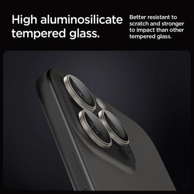 7. Spigen Optik.tR EZ Fit Camera Protector for iPhone 14 Pro / Pro Max / 15 Pro / Pro Max - Natural Titanium 2 pcs.