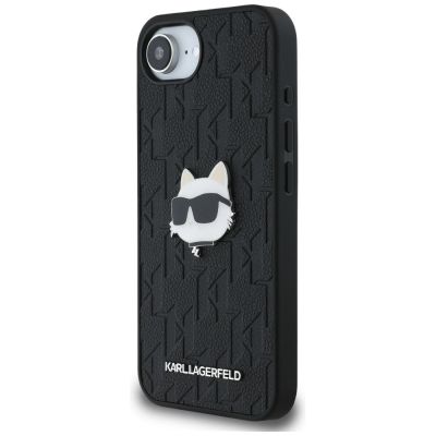 2. Karl Lagerfeld Monogram Choupette Head Pin iPhone 16e Case - Black