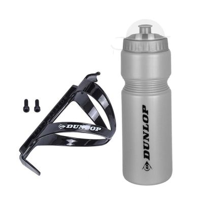 30. DUNLOP 750ML BIKE BOTTLE WITH CAGE SILVER